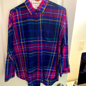 Bold plaid blouse